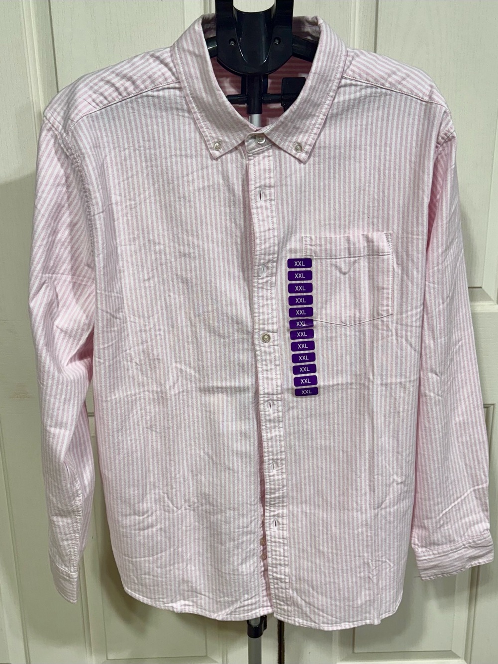 GAP Men's Pink and White Striped Button-Down Shirt XXL New